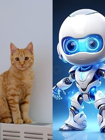 吉祥物猫咪与机器人